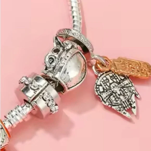 925 Sterling Silver Various Star Wars Characters Themed Loaded Charm Bracelet - Picture 2 of 4